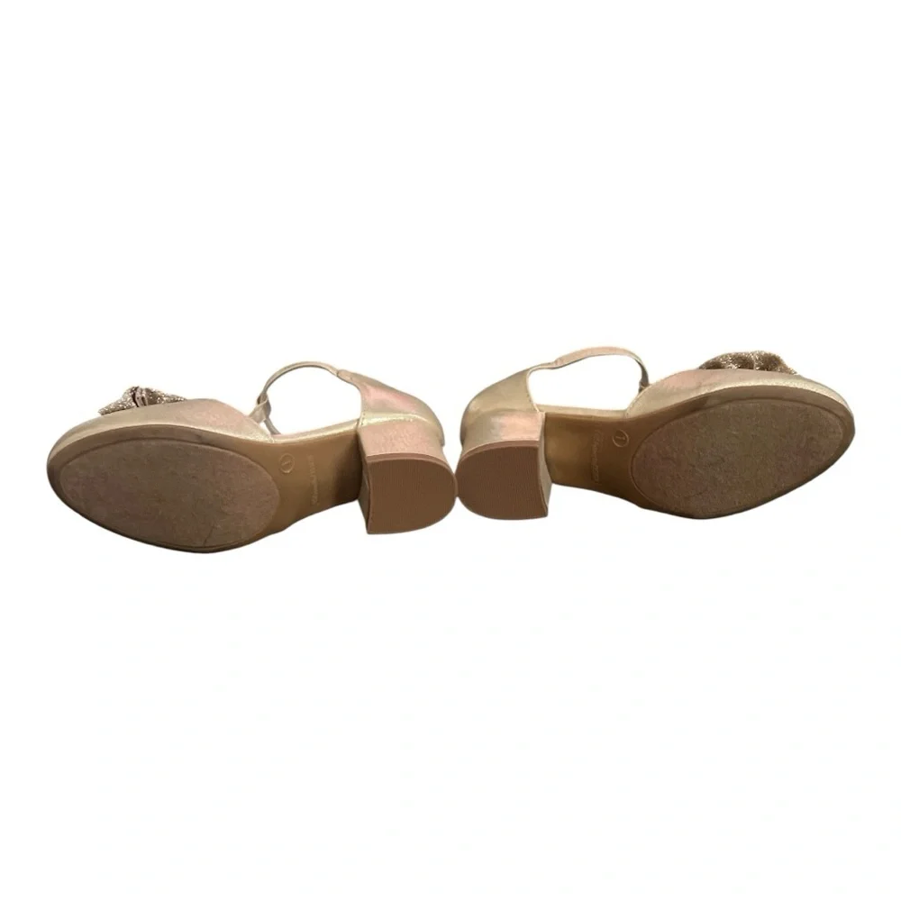 Sugar Elegant Metallic Gold Little Girls Shoes with Bow Size 1